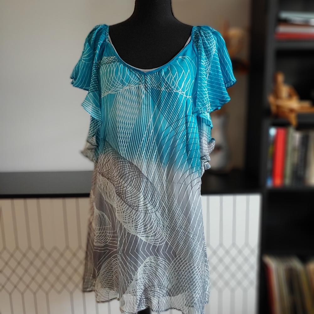 Dress, blue and grey, size medium